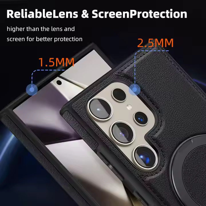 For Samsung Galaxy S24 Ultra Case Ring Stand & Kickstand Samsung S23 Ultra Magnetic Leather Cover Samsung S25 Ultra Phone Case